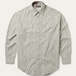 Aqua Paisley Print Western Shirt