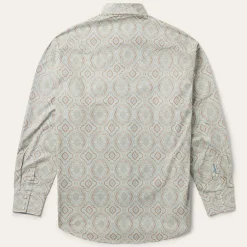 Aqua Paisley Print Western Shirt