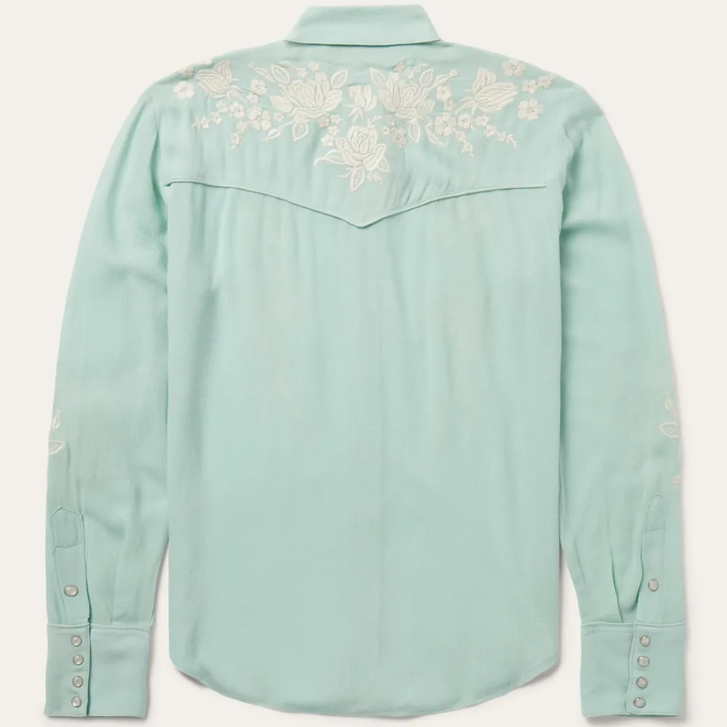 Aqua Rayon Crepe Western Blouse