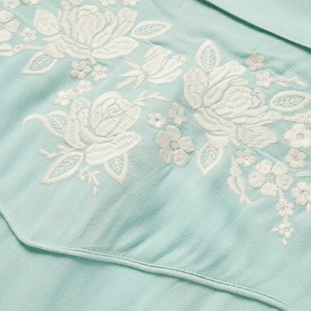Aqua Rayon Crepe Western Blouse