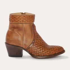 Basketweave Side Zip Ankle Boot