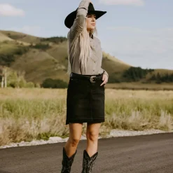 Black Denim 5-Pocket Skirt