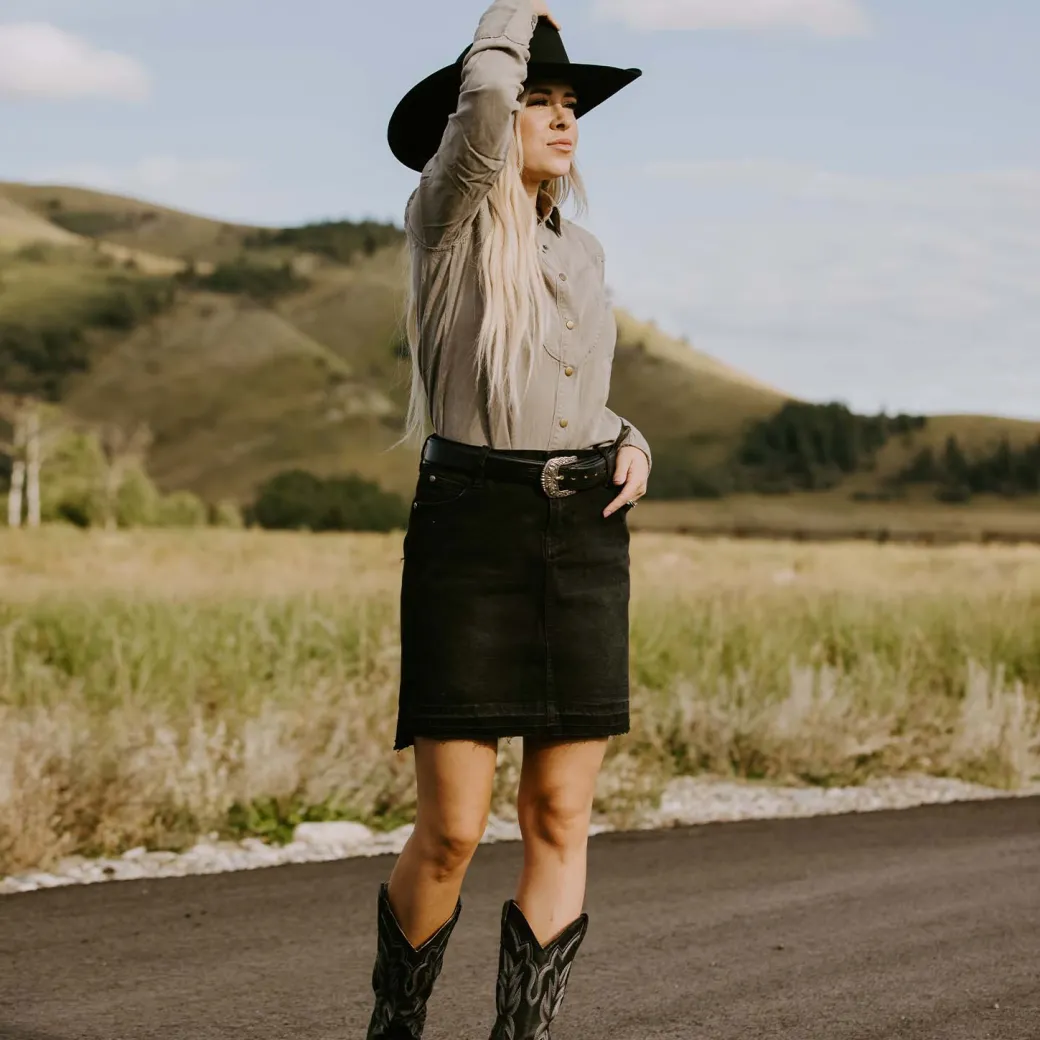 Black Denim 5-Pocket Skirt