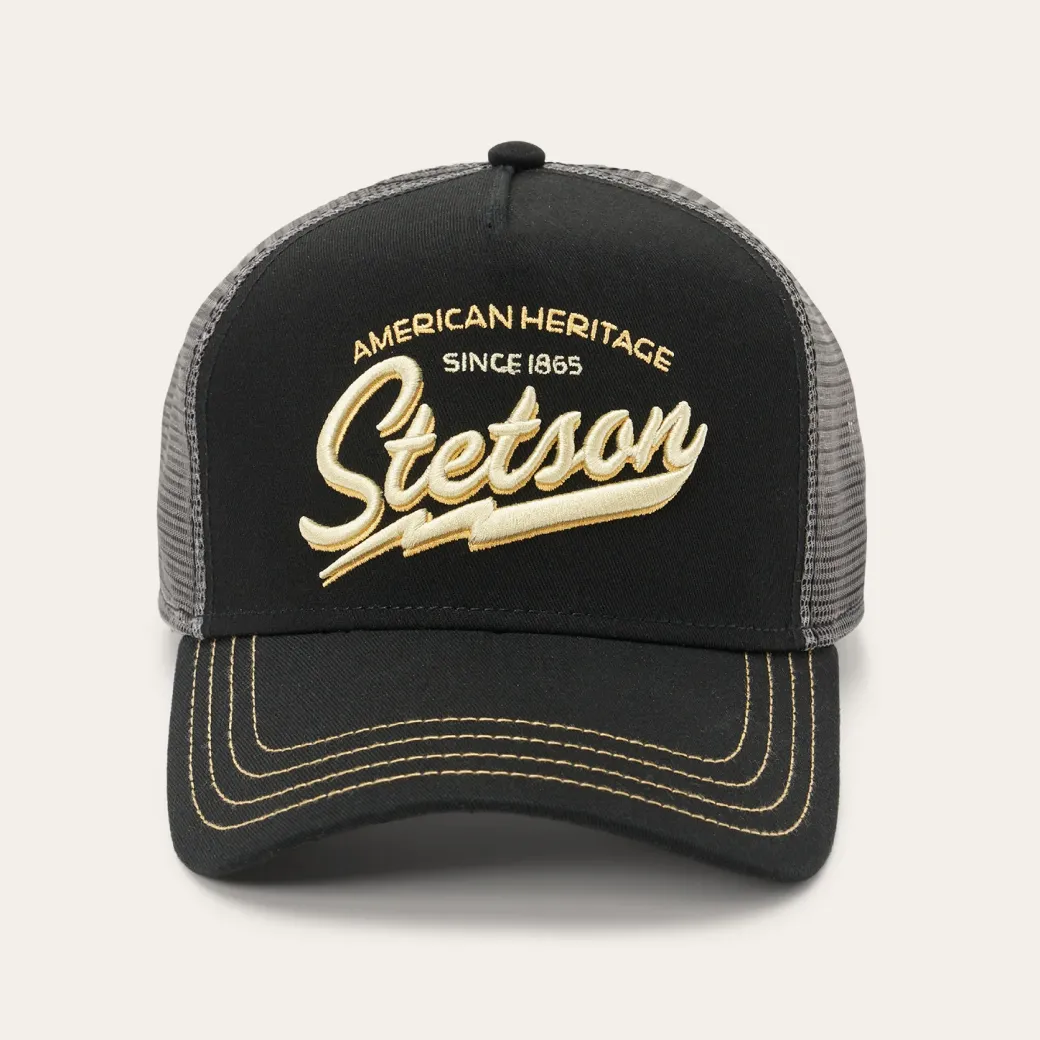 Black Embroidered 1865 Trucker Cap