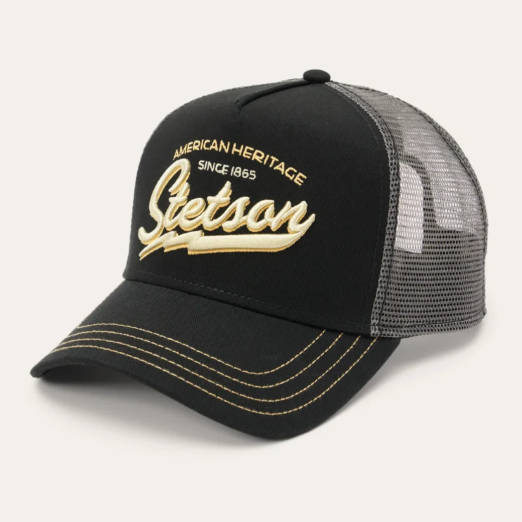 Black Embroidered 1865 Trucker Cap