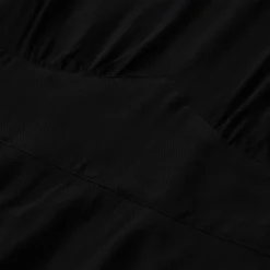 Black Herringbone Twill Midi Dress