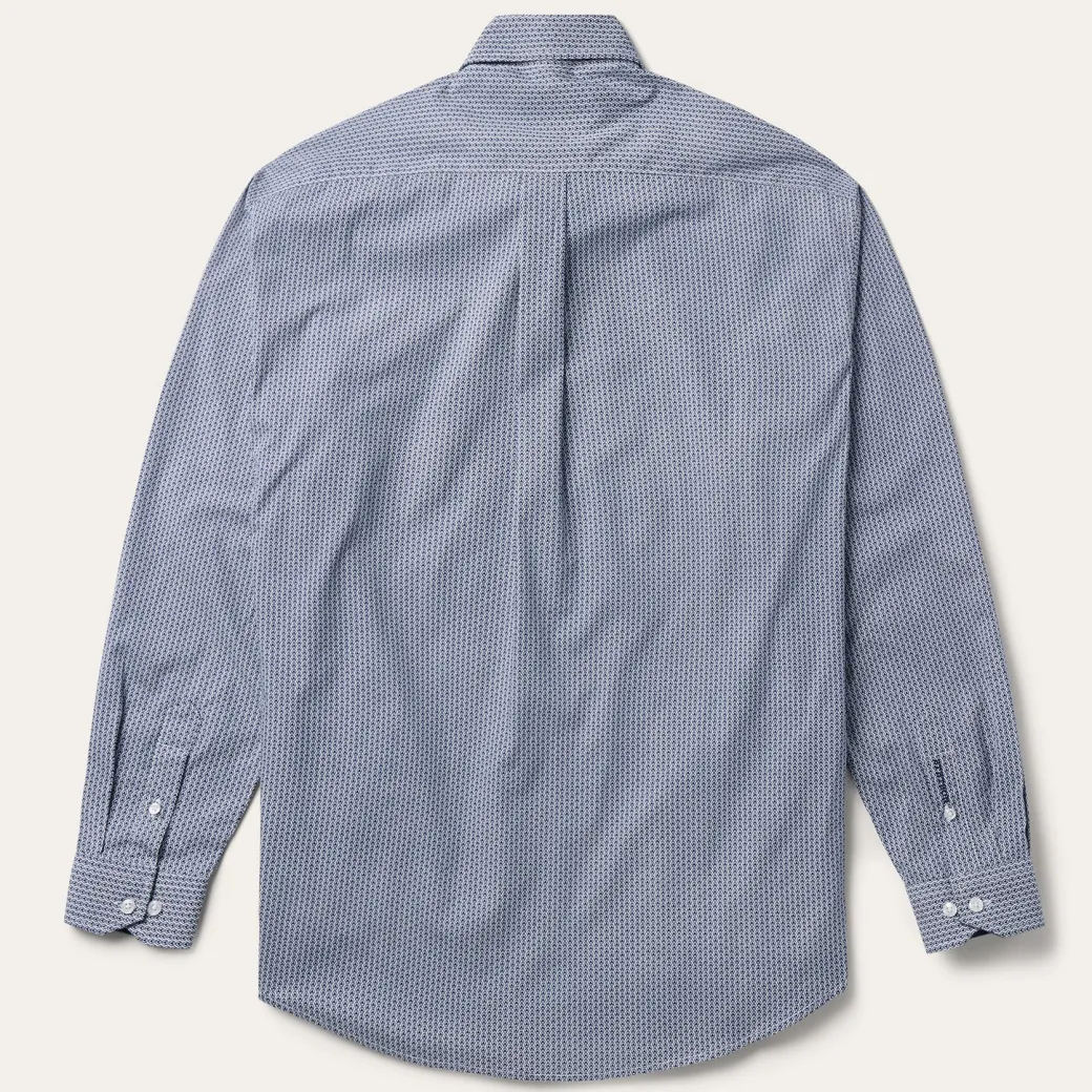 Blue Deco Geo Print Button Front Shirt