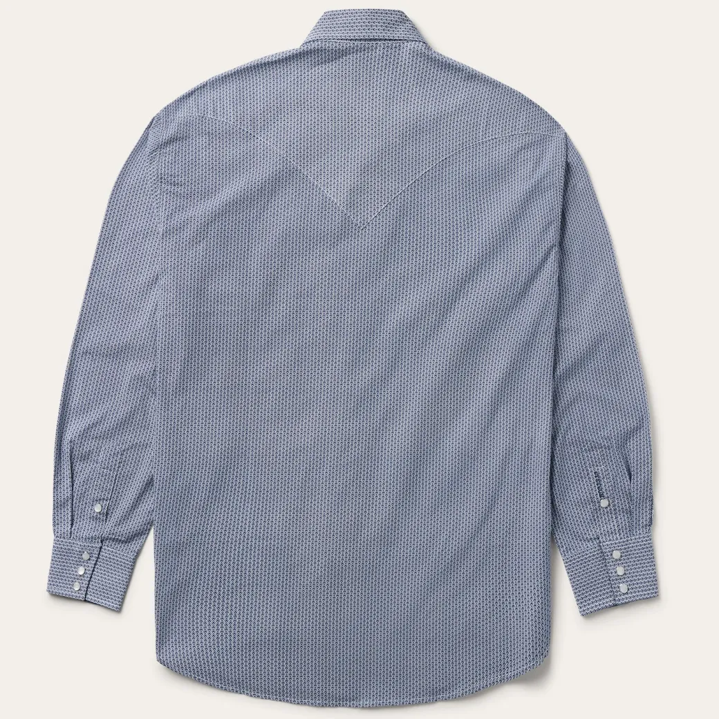 Blue Deco Geo Print Western Shirt