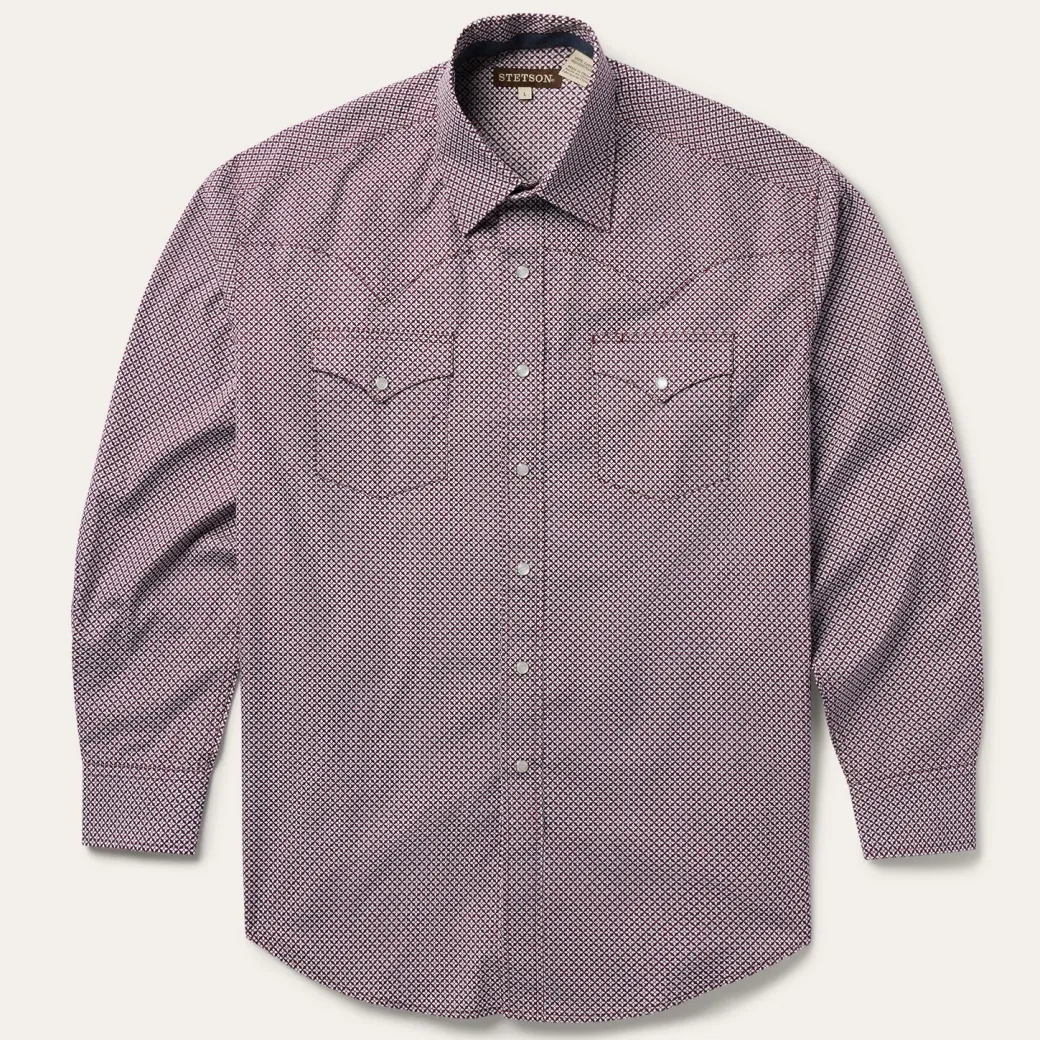 Blue Four Point Geo Print Western Shirt