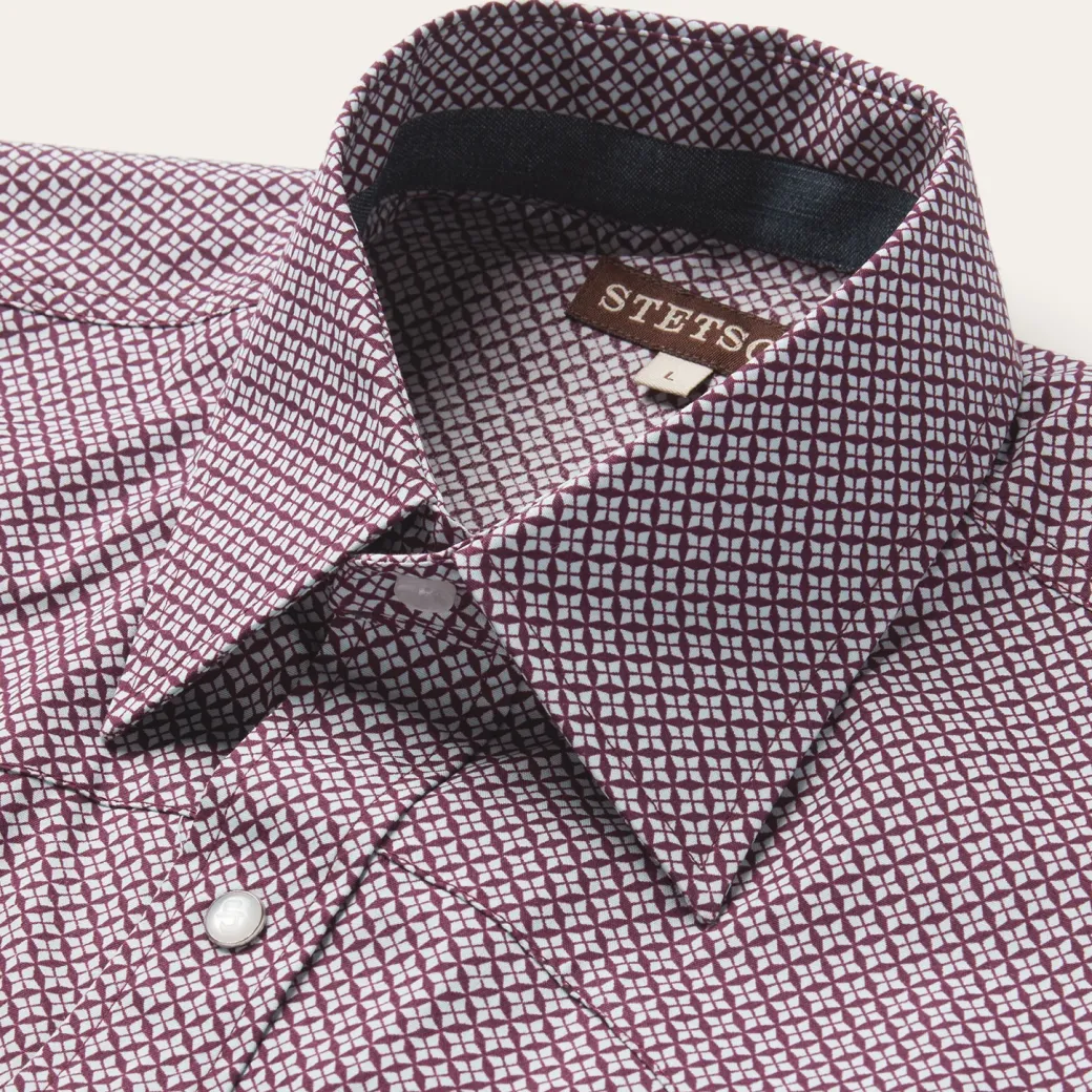Blue Four Point Geo Print Western Shirt