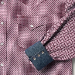 Blue Four Point Geo Print Western Shirt