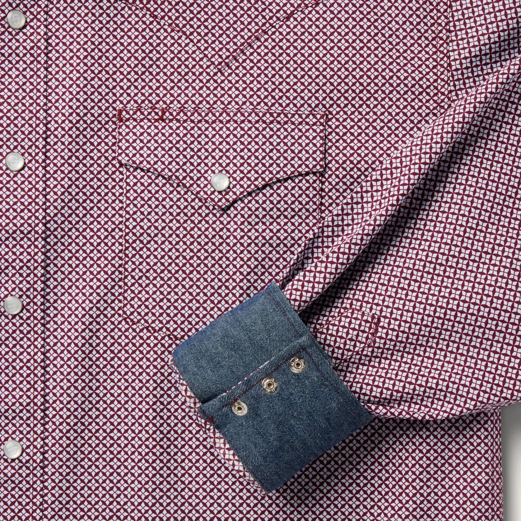 Blue Four Point Geo Print Western Shirt
