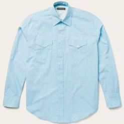 Blue Lattice Print Western Shirt