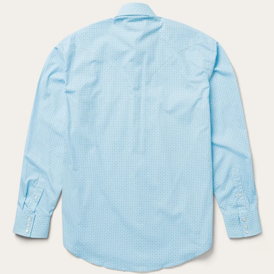 Blue Lattice Print Western Shirt