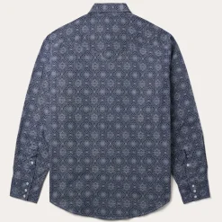 Blue Medallion Print Western Shirt