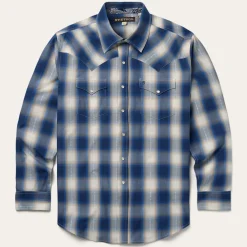 Blue Ombre Plaid Western Shirt