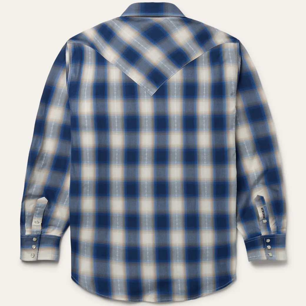 Blue Ombre Plaid Western Shirt