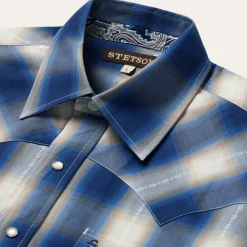 Blue Ombre Plaid Western Shirt