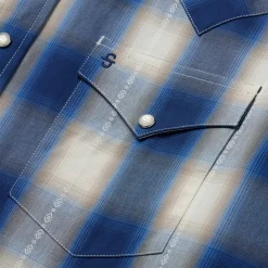 Blue Ombre Plaid Western Shirt