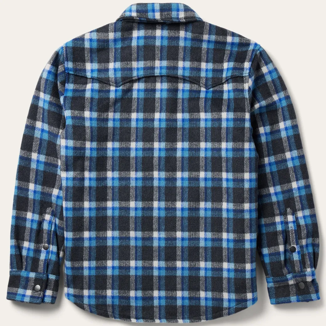 Blue Plaid Quilted Shirt Jacket