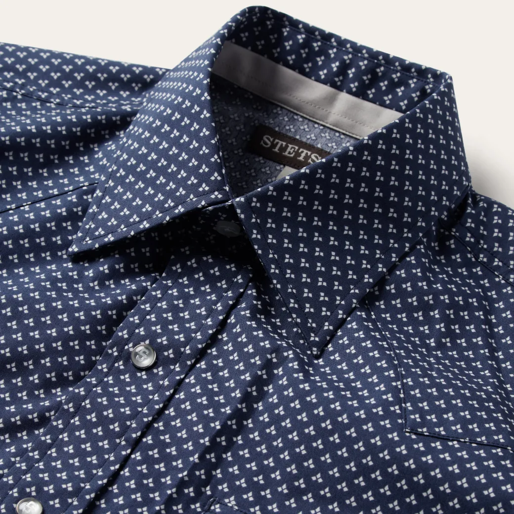 Blue Polaris Geo Print Western Shirt