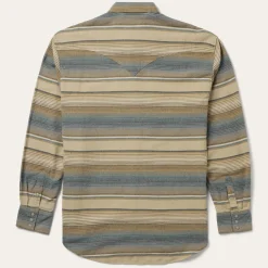 Blue Stripe Flannel Western Shirt