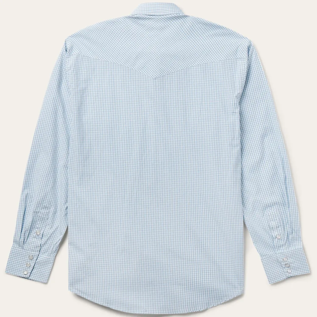 Blue Two Stripe Check Western Shirt