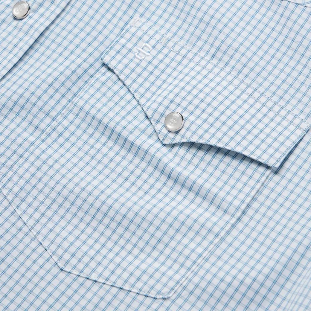 Blue Two Stripe Check Western Shirt