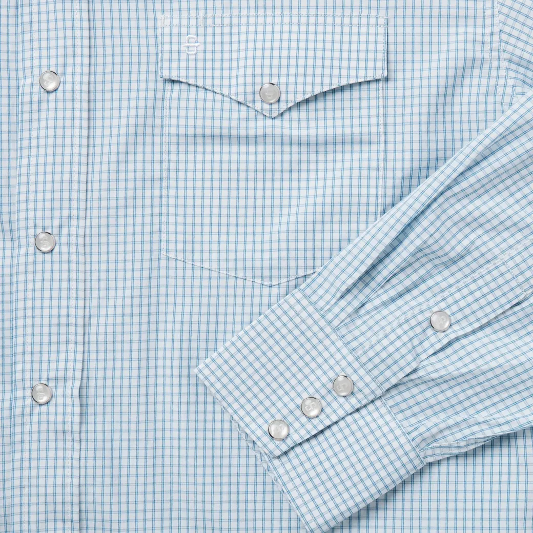 Blue Two Stripe Check Western Shirt