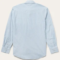 Blue Two Stripe Check Western Shirt