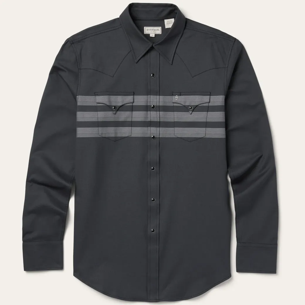 Border Stripe Twill Western Shirt