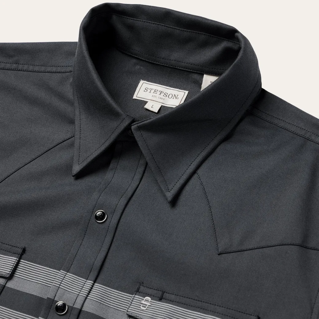 Border Stripe Twill Western Shirt