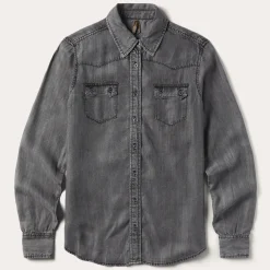 Boyfriend Fit Button Denim Tencel Blouse