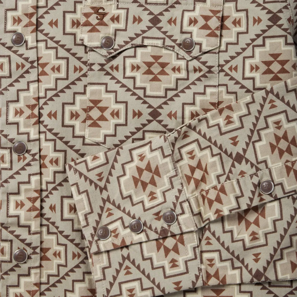 Brown Aztec Poplin Western Shirt