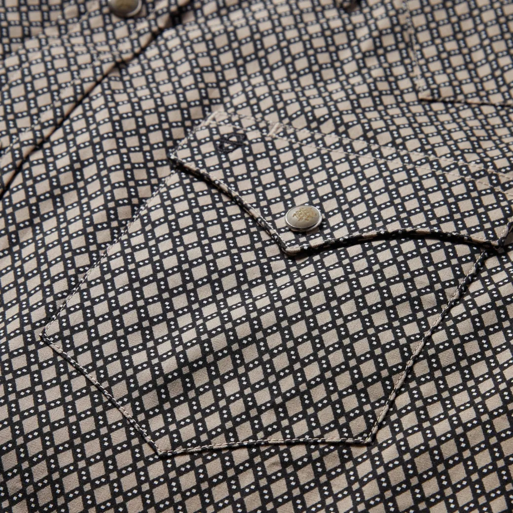 Brown Diamond Print Western Shirt