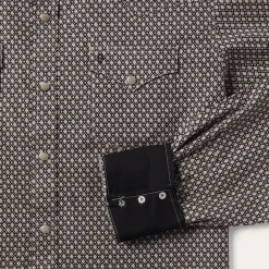 Brown Diamond Print Western Shirt