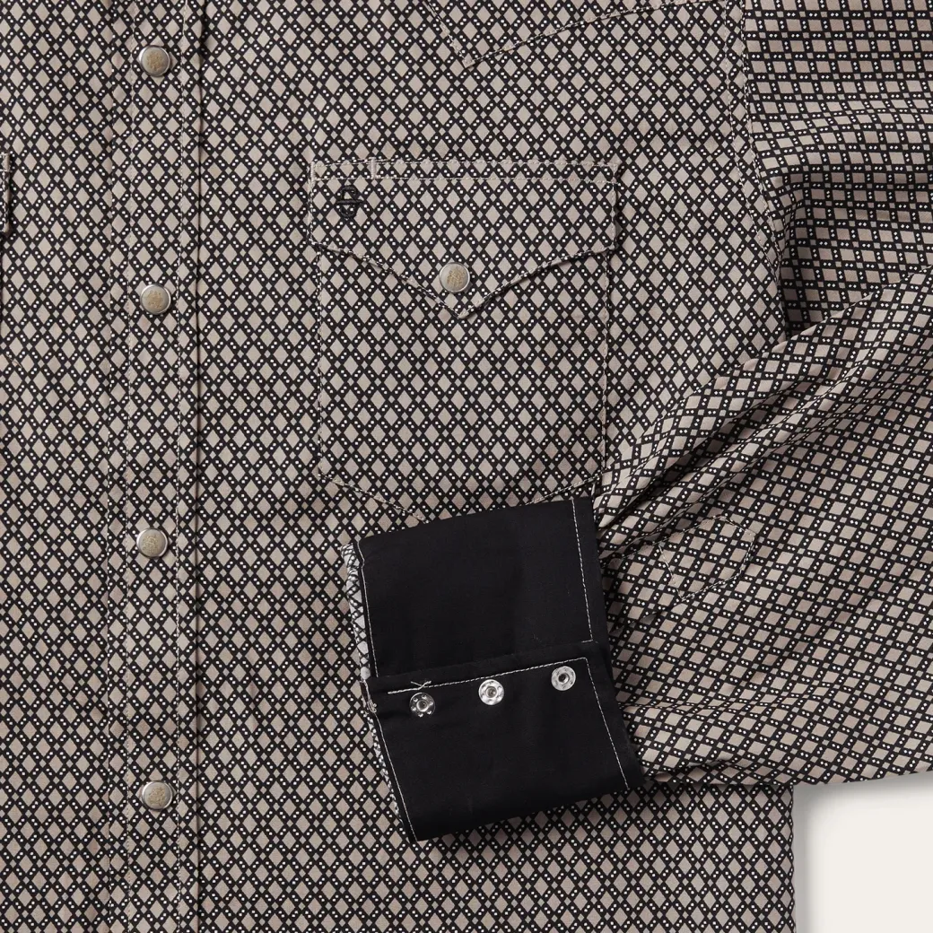 Brown Diamond Print Western Shirt