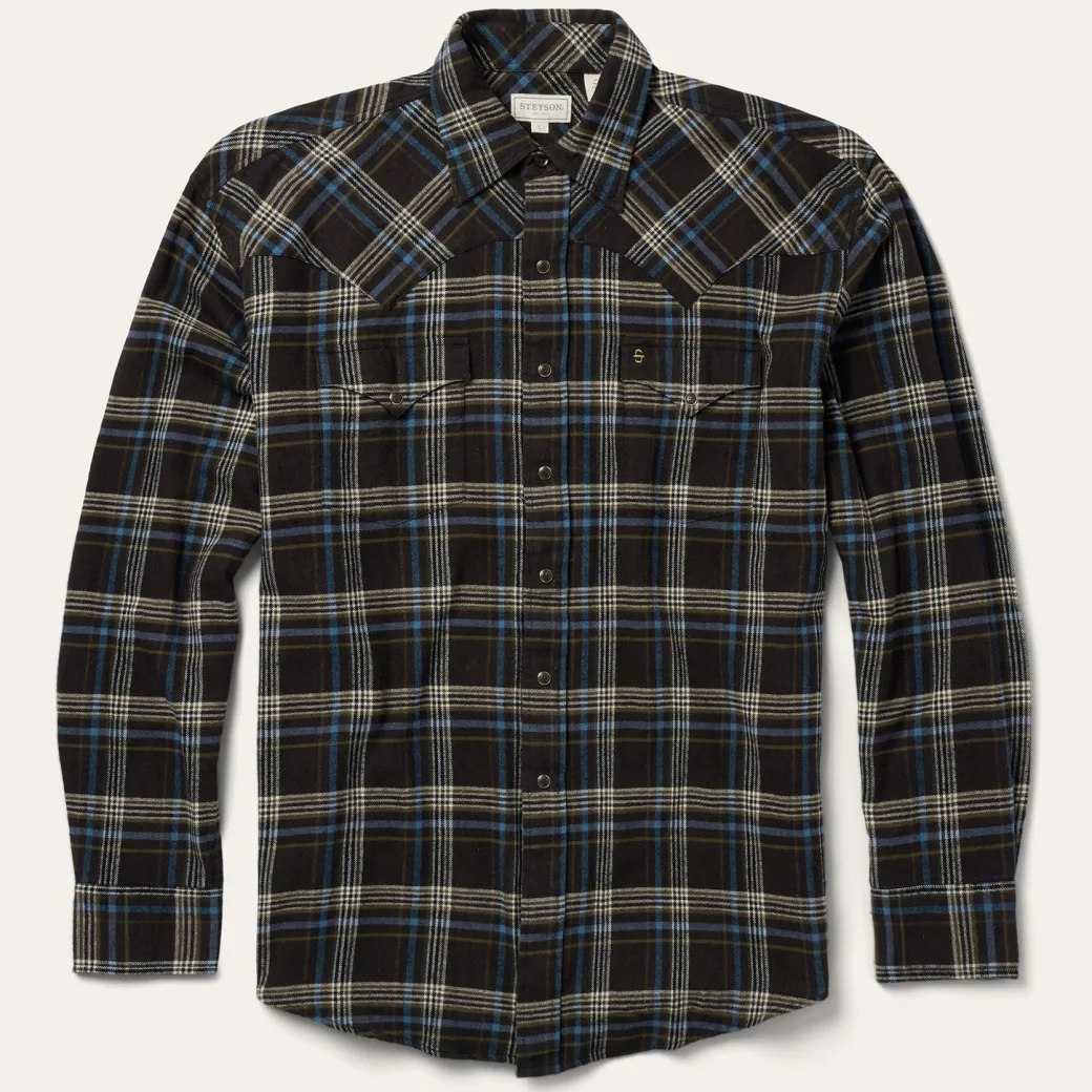 Brown Plaid Flannel Western Shirt