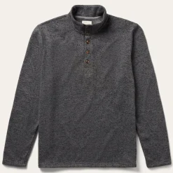 Button-Front Grey Pullover Knit Sweater