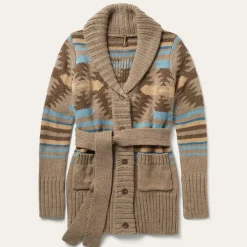 Chunky Knit Tie Sweater in Brown