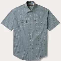 Circle Diamond Print Short Sleeve Western Shirt