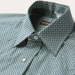 Circle Diamond Print Short Sleeve Western Shirt