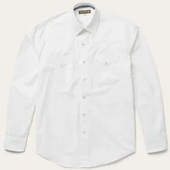 Classic Solid Snap Poplin Shirt In Optic White