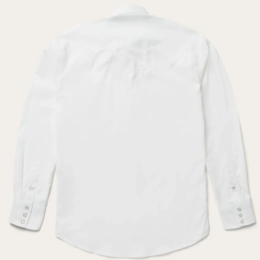 Classic Solid Snap Poplin Shirt In Optic White