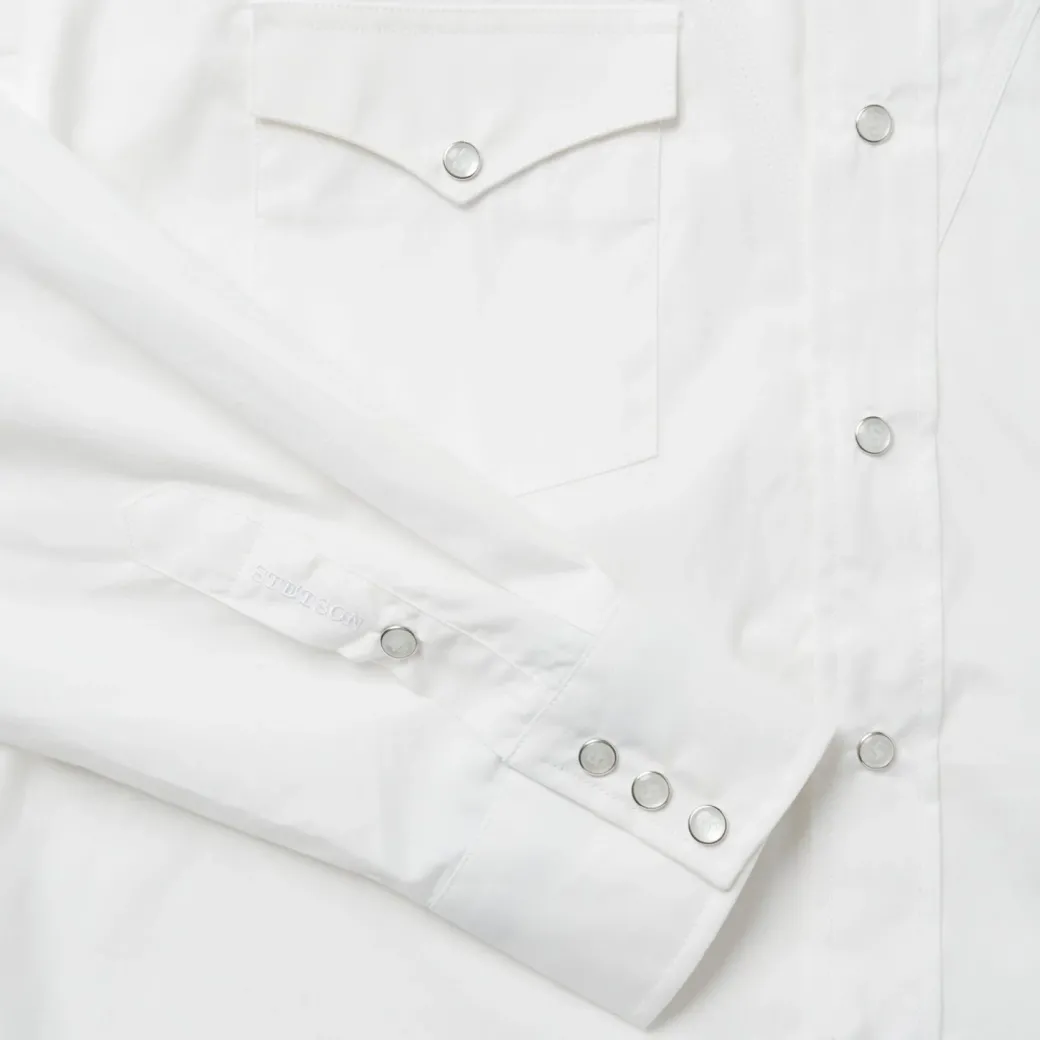Classic Solid Snap Poplin Shirt In Optic White
