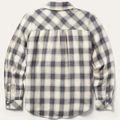 Classic Western Flannel Shirt in White Cream