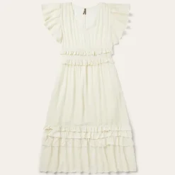 Cream Herringbone Dress