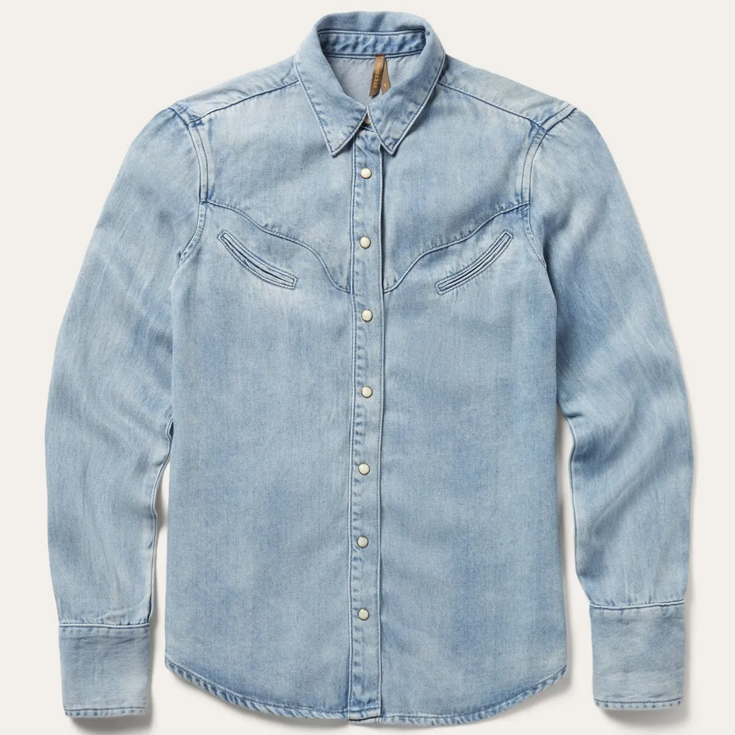 Curved Yoke Western Denim Top