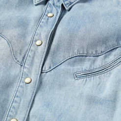 Curved Yoke Western Denim Top