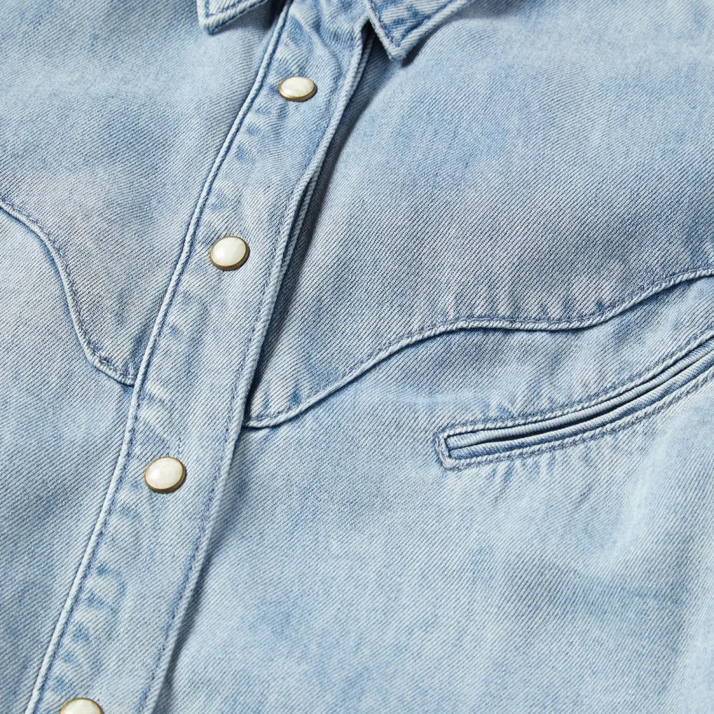 Curved Yoke Western Denim Top